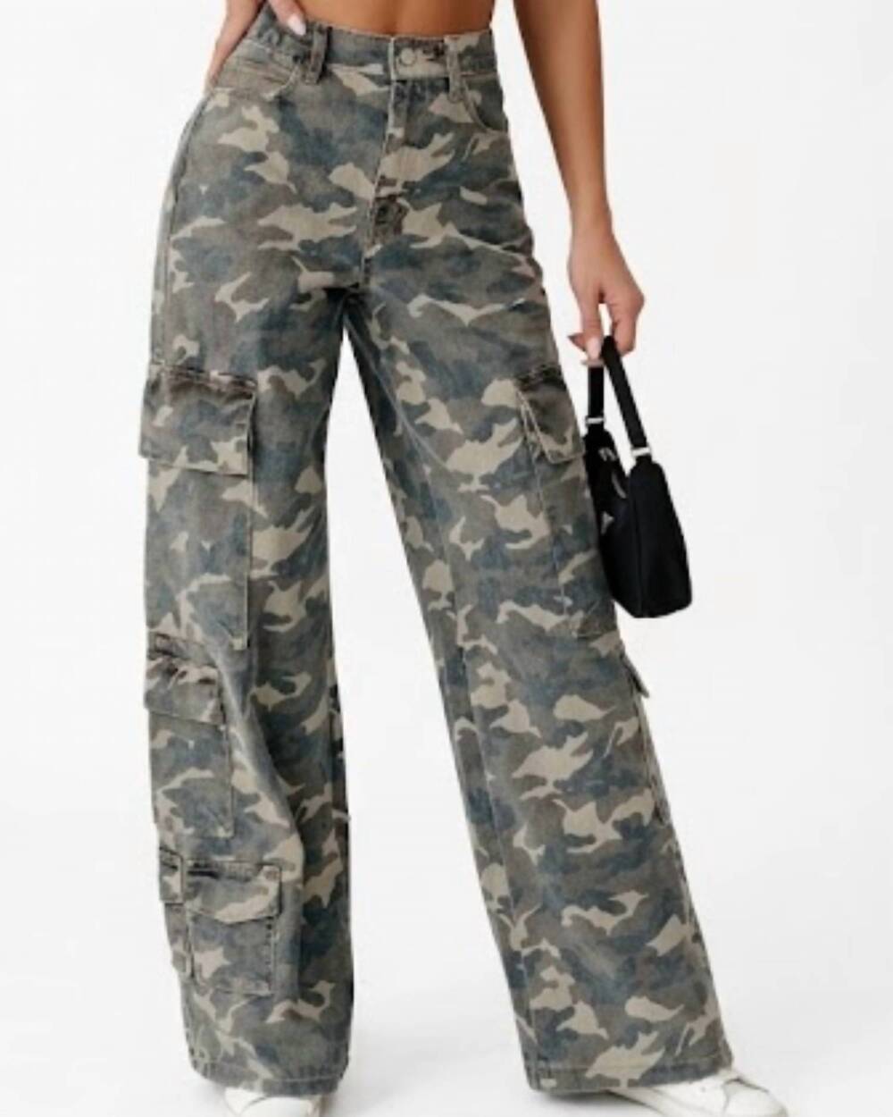 NEW LITTLE DAISY CLOSET denim cargo wide leg pants in camo